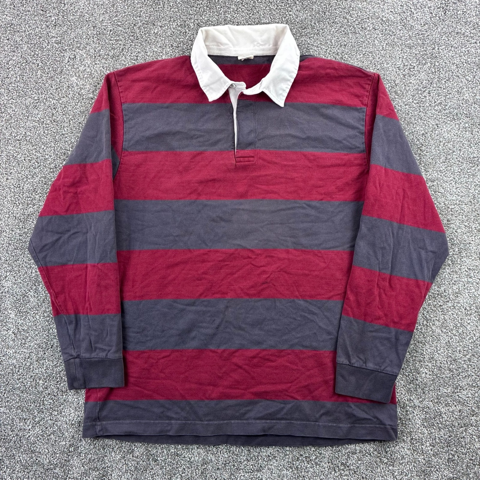 Vintage Y2k Old Navy Rugby Shirt Mens Xl Red Blue Striped Long Sleeve Polo